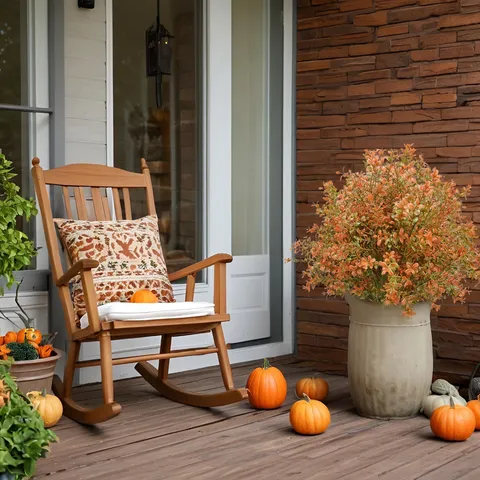 Autumn Artificial Eucalyptus Stake Tree UV Resistant Plastic Orange Fall Foliage Bush For Outdoor Garden Home Entrance Decoration