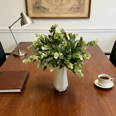 Artificial Eucalyptus Olive Branch Faux Greenery Stem For Home Office Wedding Table Centerpiece Decoration Modern Style Plant