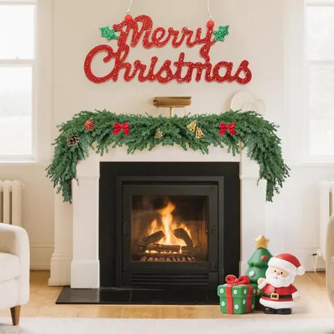 Norfolk Pine Christmas Garland Soft Feel Artificial Green Vine For Fireplace Mantle Stairs Christmas Decoration Lush Hanging Holiday Ornament