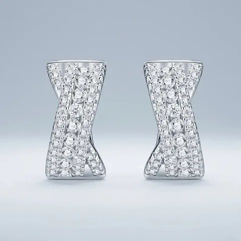 Orecchini a Bottone in Argento Sterling 925 con Moissanite per Donna Forma a X Gioielli con Certificato GRA