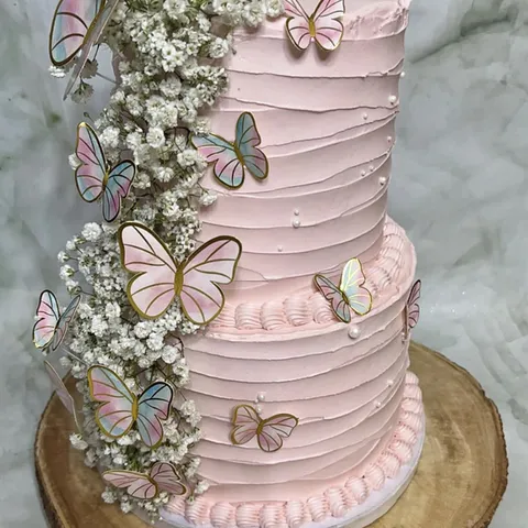 Gold Stamping Butterfly Cake Toppers DIY Paper Butterfly Birthday Cake Decorations With Rod And Glue Set For Party Decor