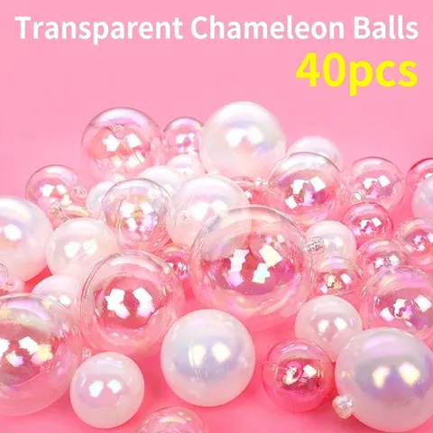 Iridescent Transparent Bubble Ball Cake Toppers Ins Style Birthday Party Cake Decoration Ornaments Plastic Pearl Spheres