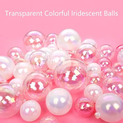 Iridescent Transparent Bubble Ball Cake Toppers Ins Style Birthday Party Cake Decoration Ornaments Plastic Pearl Spheres