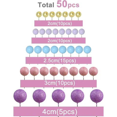 Colorful Spherical Cake Balls Decorations Assorted Plastic Ornaments For Birthday Wedding Party Dessert Table Decor