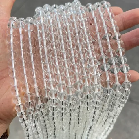Synthetic White Crystal Round Loose Beads For DIY Jewelry Making Clear Transparent Spacer Beads For Bracelet Necklace Accessories