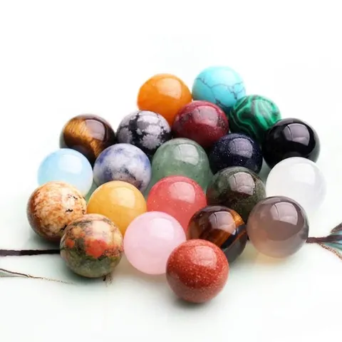 Cuentas Redondas de Piedra Natural y Cristal Sin Agujero para Bisutería DIY Pulido a Mano Cuentas Sueltas Cuarzo Rosa Ojo de Tigre Amatista