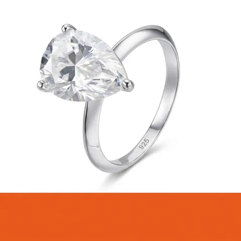 Luxury 925 Sterling Silver Pear Shape Moissanite Ring For Women GRA Certified Teardrop Sparkly Moissanite Finger Ring French Elegant Jewelry Gift
