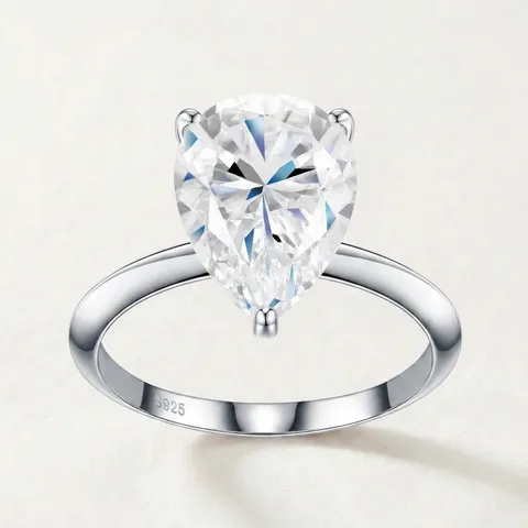 Luxury 925 Sterling Silver Pear Shape Moissanite Ring For Women GRA Certified Teardrop Sparkly Moissanite Finger Ring French Elegant Jewelry Gift