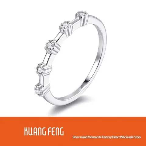 Anello in Argento Sterling S925 Con Moissanite per Donna Certificato GRA Anello a 5 Pietre Colore D Diamante di Laboratorio GRA