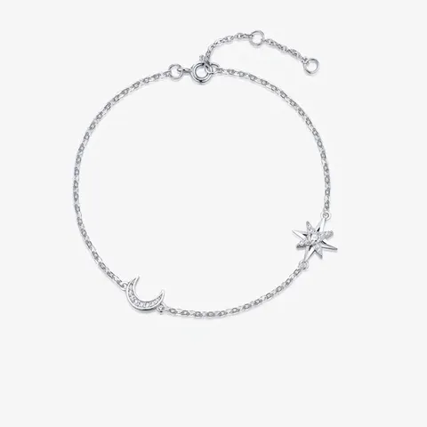 S925 Sterlingsilber Moissanit Stern und Mond Armband Mit GRA-Zertifikat Luxus Modeschmuck Für Damen Geschenk