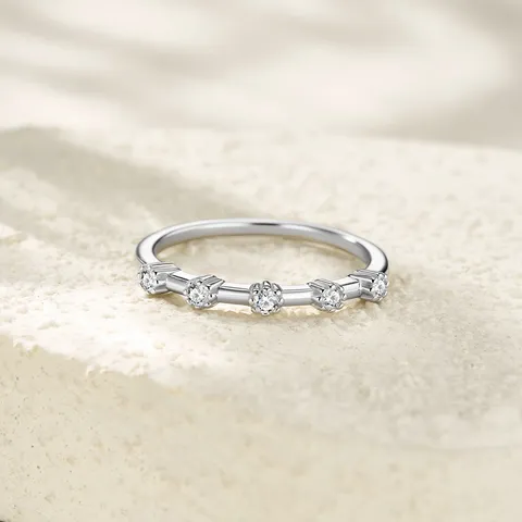 Anello in Argento Sterling S925 Con Moissanite per Donna Certificato GRA Anello a 5 Pietre Colore D Diamante di Laboratorio GRA