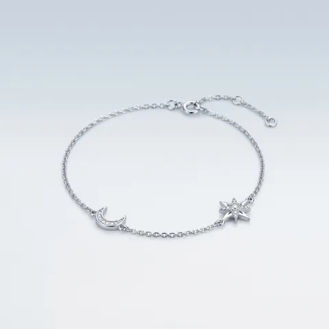 S925 Sterlingsilber Moissanit Stern und Mond Armband Mit GRA-Zertifikat Luxus Modeschmuck Für Damen Geschenk
