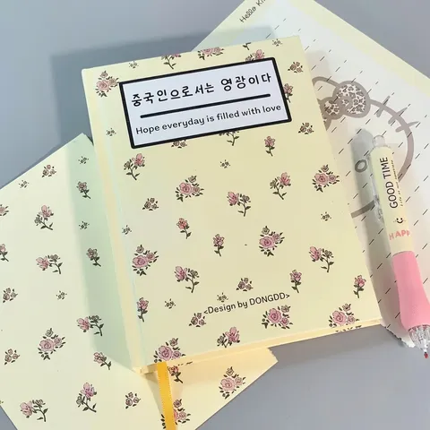 Pastoral Floral Hardcover B6 Notebook Portable Simple Thickened Journal Diary For Students School Office Supplies With Pen