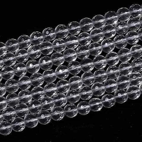 High Quality Faceted Synthetic White Crystal Round Loose Beads Transparent Clear Spacers For DIY Bracelet Jewelry Making Wholesale