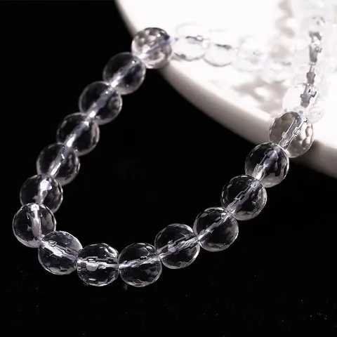 High Quality Faceted Synthetic White Crystal Round Loose Beads Transparent Clear Spacers For DIY Bracelet Jewelry Making Wholesale