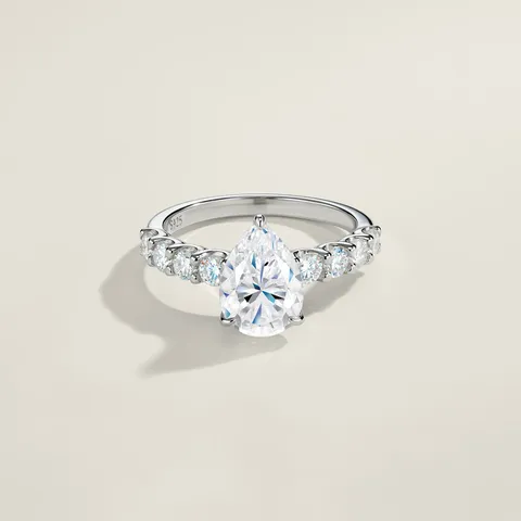 Bague en Argent Sterling 925 Fait à la Main Avec Moissanite Taille Poire pour Femme GRA Luxe Haut de Gamme Bijoux de Mariage Argent