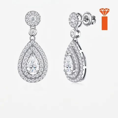Pendientes de Gota de Moissanita de Lujo Con Corte de Pera Para Mujer Pendientes de Plata de Ley S925 Con Certificado GRA