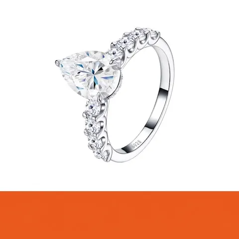 Bague en Argent Sterling 925 Fait à la Main Avec Moissanite Taille Poire pour Femme GRA Luxe Haut de Gamme Bijoux de Mariage Argent
