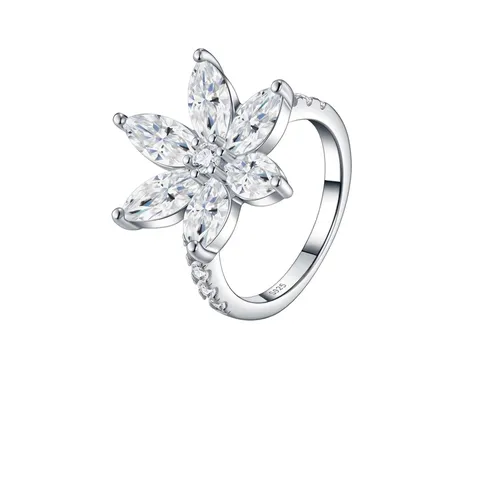 925 Sterling Silver Moissanite Flower Ring For Women Minimalist Olive Branch Marquise Cut Moissanite Jewelry Ring Gift