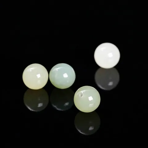 Natural Hetian Jade Beads For DIY Jewelry Making Polished Round Loose Beads Earring Accessories Crafts Stone Beads