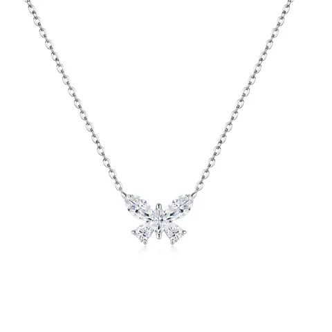 Luxus 925 Sterlingsilber Moissanit Schmetterling Anhänger Halskette Für Damen GRA Zertifiziert D Farbe VVS Schmuck Valentinstag Geschenk