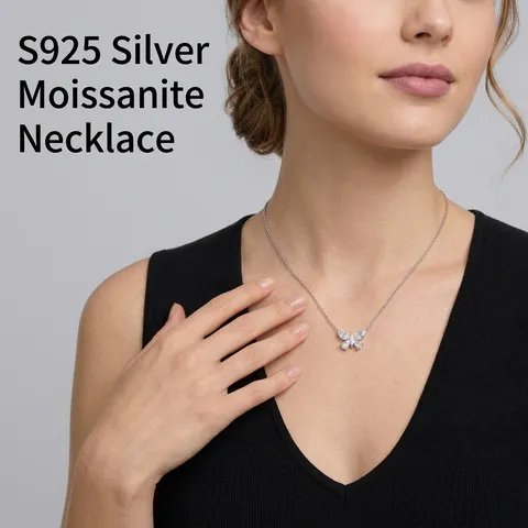 Luxus 925 Sterlingsilber Moissanit Schmetterling Anhänger Halskette Für Damen GRA Zertifiziert D Farbe VVS Schmuck Valentinstag Geschenk