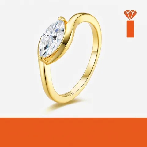 925 Sterling Silver Marquise Moissanite Ring For Women Niche Light Luxury Design Geometric Ring GRA Certificate Jewelry