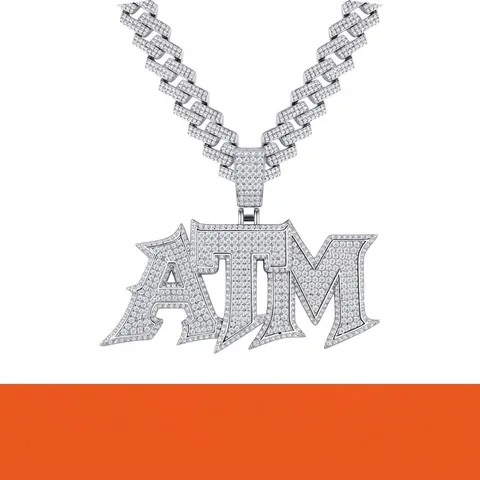 Hip Hop ATM Letter Pendant Moissanite Iced Out GRA 925 Sterling Silver Pendant Only For Rapper Punk Men Women Jewelry