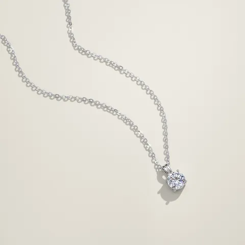 S925 Sterlingsilber Moissanit Halskette Für Damen D-Farbe Runde Vier-Krallen-Fassung Anhänger Halskette Mit GRA Zertifikat Eleganter Schmuck Geschenk