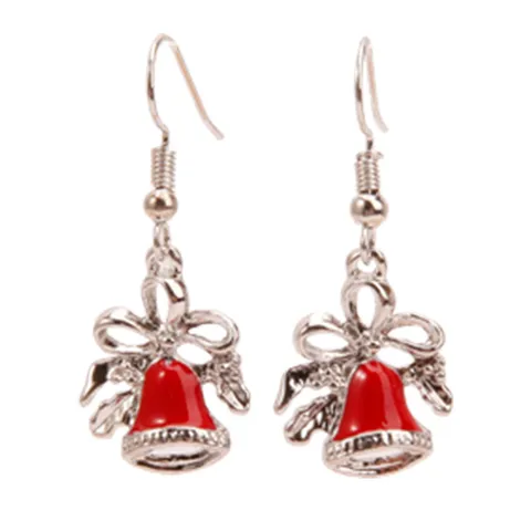 Creatieve Kerst Emaille Legering Bel Gloeilamp Oorbellen Voor Vrouwen Feestelijke Rood Groen Strass Strik Sieraden Cadeau