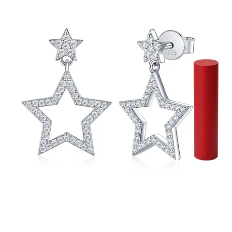 Boucles d'Oreilles Pendantes Étoile en Argent Sterling 925 avec Moissanite pour Femme Style Coréen Boucles d'Oreilles Gland Étoile Bijoux Hip Hop