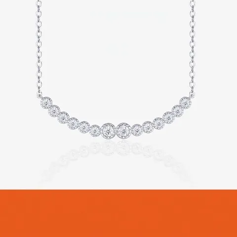 Vintage S925 Sterlingsilber Moissanit Halskette Für Damen Mode Bogen Lächeln Anhänger Schlüsselbeinkette GRA Zertifiziert Luxusschmuck