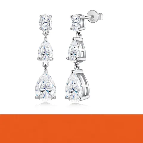925 Sterling Silver Moissanite Drop Earrings For Women Luxury Pear Cut Water Drop Geometric Dangle Earrings With GRA Certificate Jewelry
