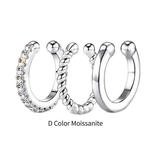 S925 Sterling Silver Moissanite Ear Clips For Women Non Pierced C Shaped Cartilage Earrings Jewelry With GRA Certificate