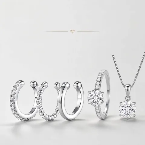 S925 Sterling Silver Moissanite Ear Clips For Women Non Pierced C Shaped Cartilage Earrings Jewelry With GRA Certificate