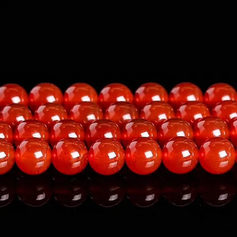 Natural Red Agate Round Beads DIY Jewelry Making Accessories Polished Gemstone Loose Beads For Bracelets Necklaces Women