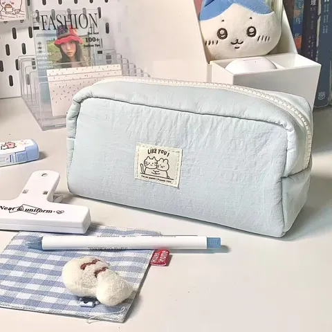 Large Capacity Cute Cat And Dog Fabric Pencil Case Multi-Layer Storage Bag Stationery Organizer For Students Office