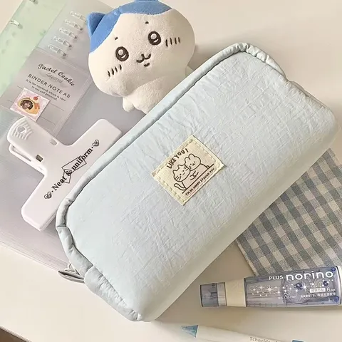 Large Capacity Cute Cat And Dog Fabric Pencil Case Multi-Layer Storage Bag Stationery Organizer For Students Office