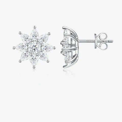 Moissanite Snowflake Stud Earrings For Women S925 Sterling Silver D Color Moissanite Snow Flower Earrings Luxury Jewelry Gift GRA