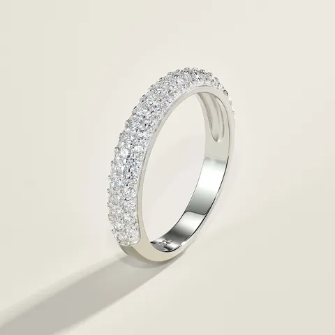 Bague en Argent Sterling 925 avec Moissanite pour Femme Certifiée GRA Couleur D Pureté VVS Bague Superposable Pavage Luxe Minimaliste Bijoux