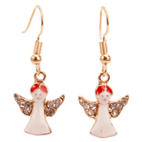 Kerst Oorbellen Zinklegering Strass Emaille Sneeuwpop Kerstman Hoed Cadeau Doos Oorbellen Voor Vrouwen Sieraden