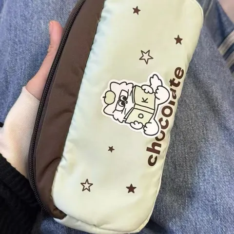 Cute Cartoon Reading Kitten Large Capacity Pencil Case PU Leather Storage Pouch Student Stationery