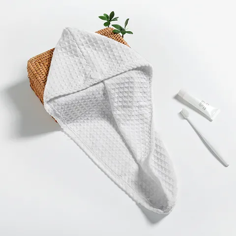 Microfiber Waffle Dry Hair Cap Quick Absorbent Hair Drying Towel With Button Soft Bath Hair Wrap Turban For Women Home