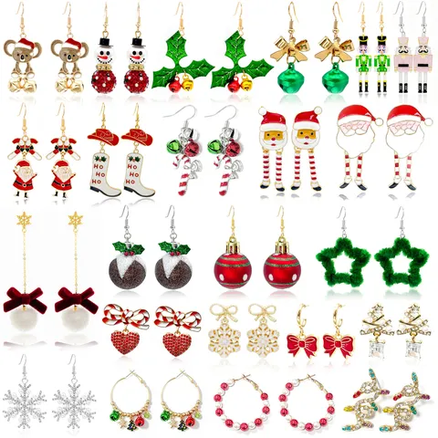 Kerst Oorknopjes Zinklegering Emaille Kerstman Rendier Sneeuwvlok Sieraden Voor Vrouwen Vakantie Feest Decoratie