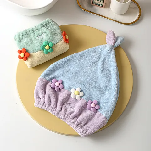 Coral Fleece Dry Hair Cap Headband Strapless Bath Skirt Set Cute Cartoon Flower Absorbent Soft Bath Towel Loungewear