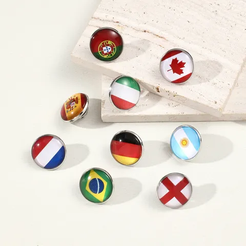 Weltcup Nationalflagge Rund Glas Cabochon Brosche Zinklegierung Abzeichen Fan Souvenir Schmuck Geschenk für Herren Damen