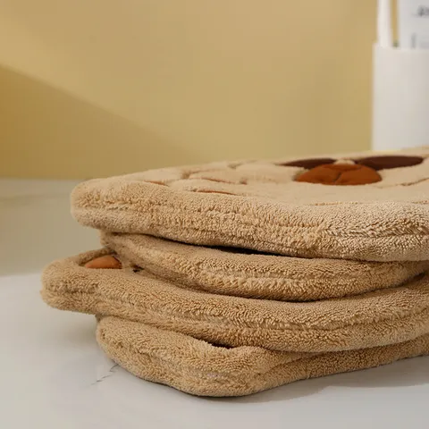 Cute Capybara Hanging Hand Towel Thickened Coral Fleece Absorbent Wipe Towel For Kitchen Bathroom Cartoon Fruit Design
