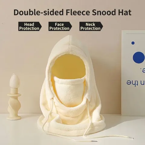 Winter Warm Balaclava Integrated Hood Mask Neck Warmer Windproof Thickened Fleece Hat For Outdoor Cycling Skiing Men Women