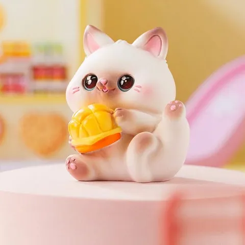 Figurine de Chat Greedy Meow Sauce Boîte Aveugle Artisanat en Résine Décoration de Bureau Ornement Animal Mignon Cadeau Enfant