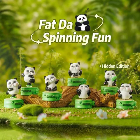 Cartoon Panda Resin Blind Box Figurine Cute Animal Desktop Ornament Home Office Decoration Arts Collectible Hand-Painted Statue Toy